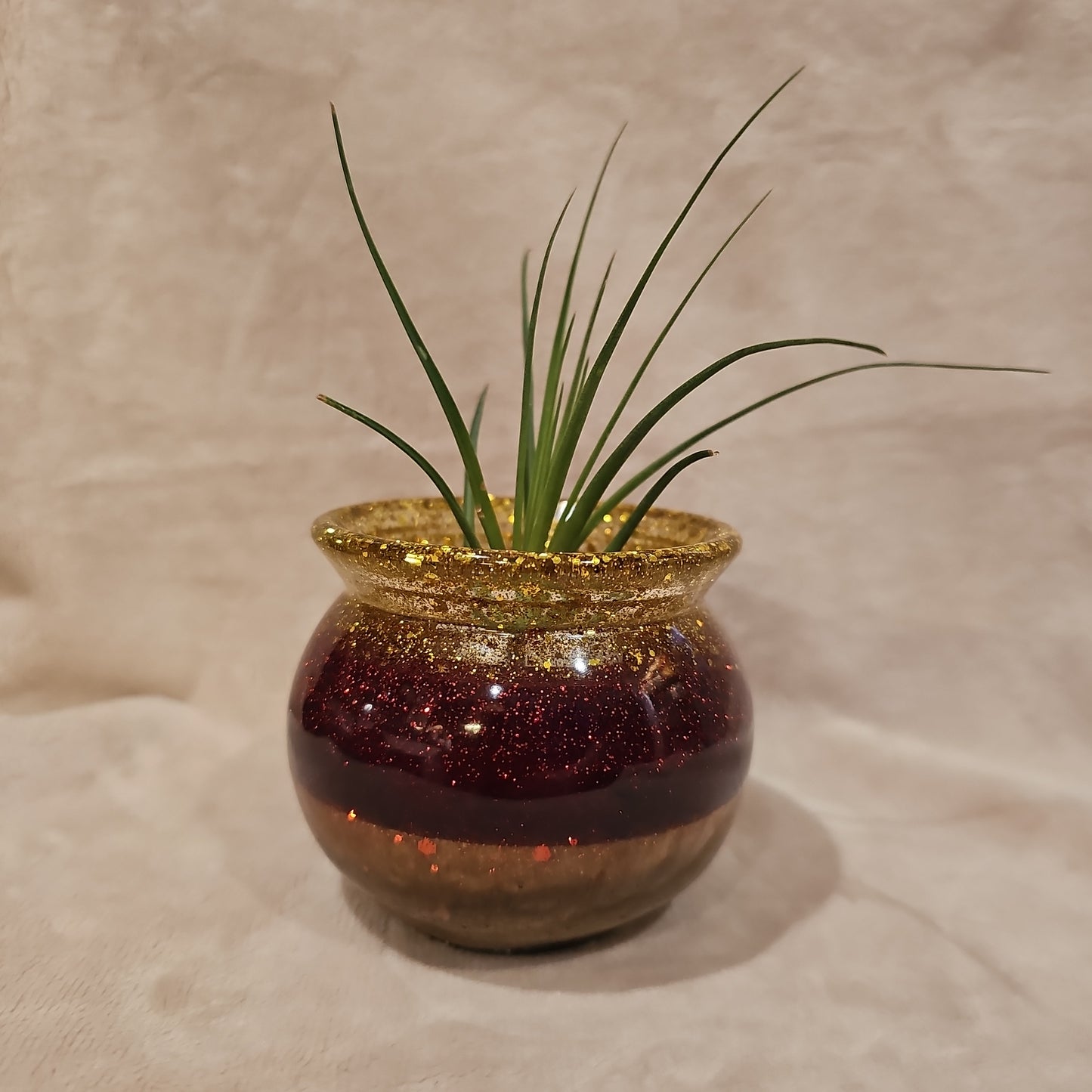 Votive/Planter-Red & Gold