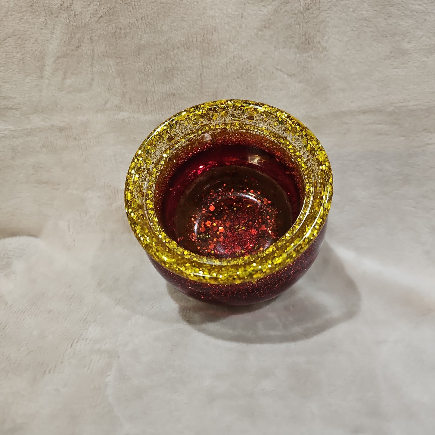 Votive/Planter-Red & Gold