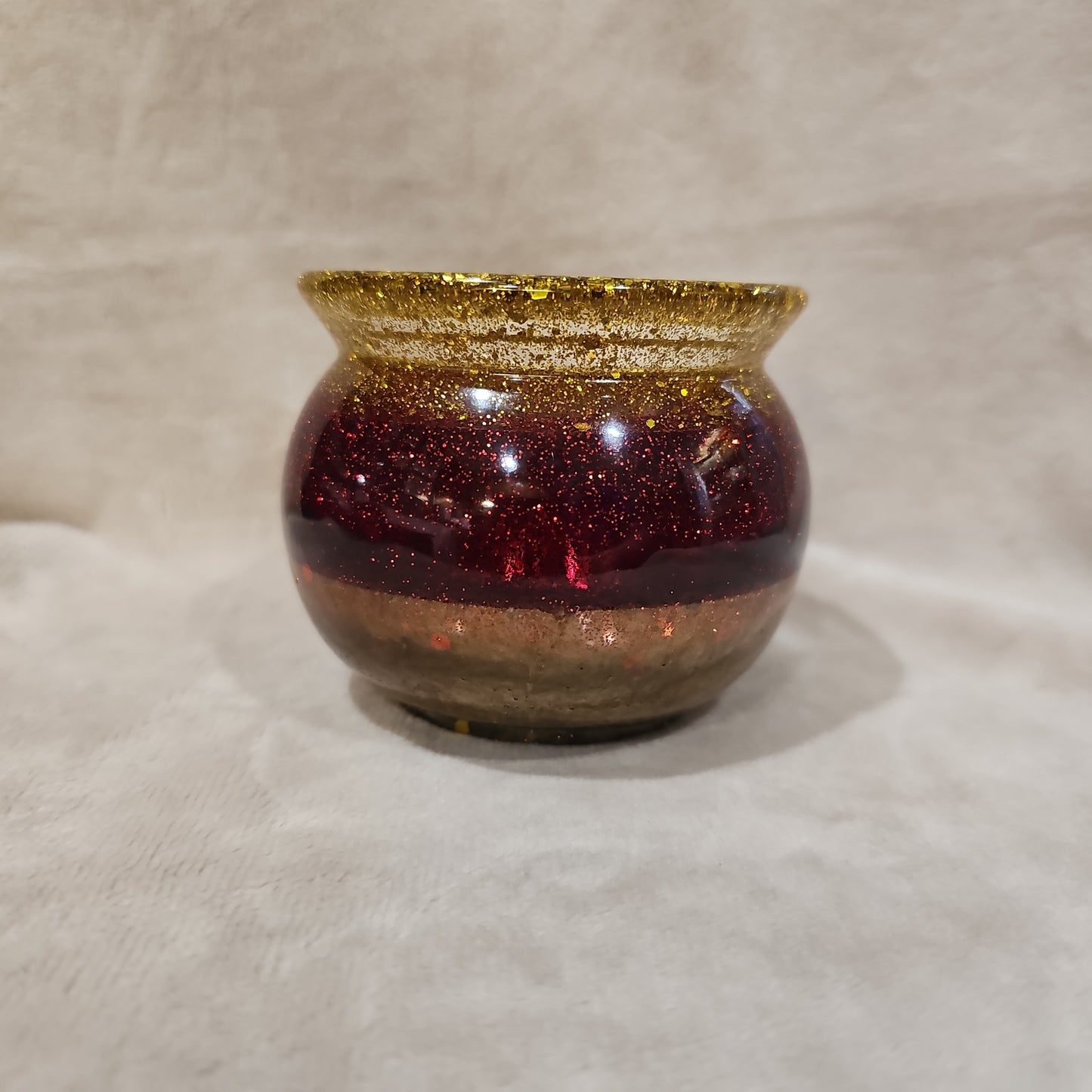 Votive/Planter-Red & Gold