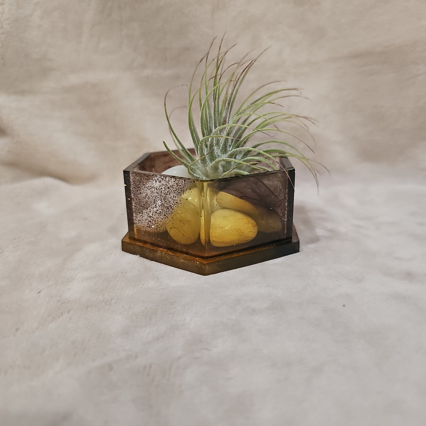 Votive/Planter - Yellow & Brown