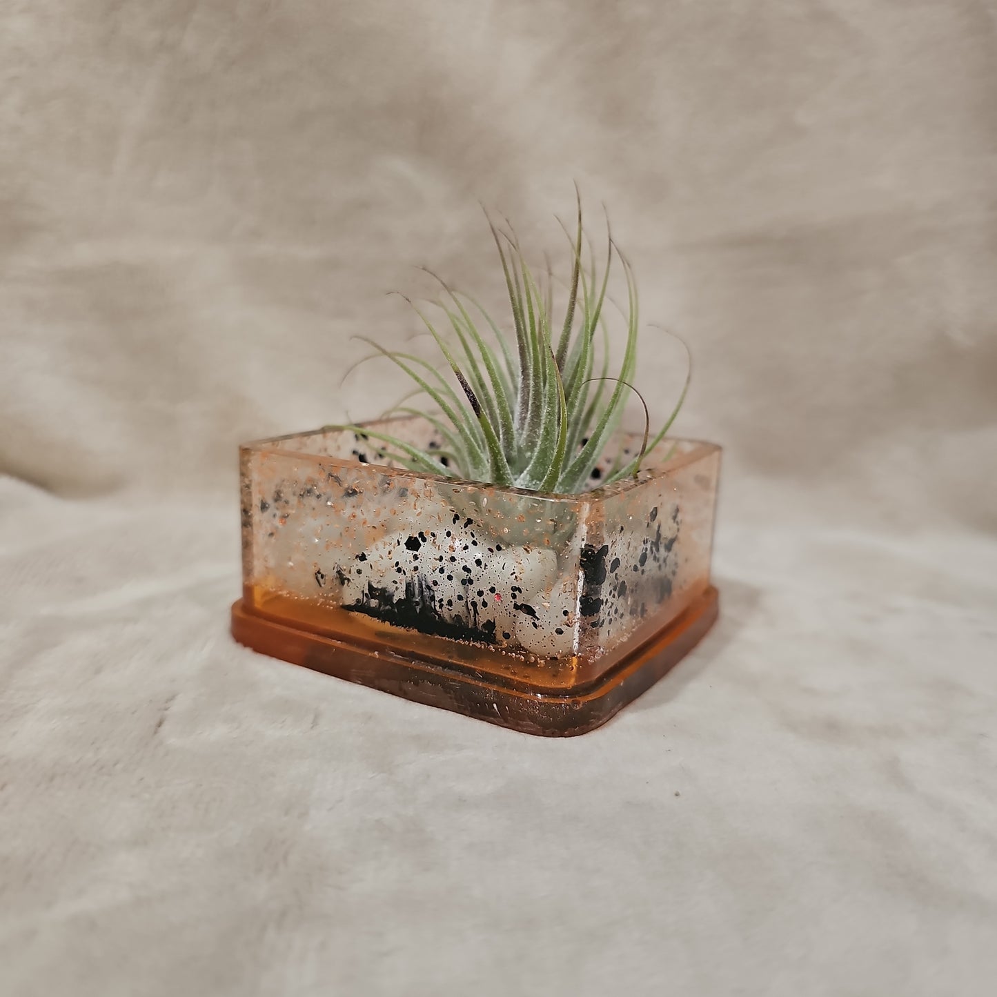 Votive/Planter - Orange & Black