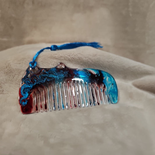 Hair Comb - Red & Blue