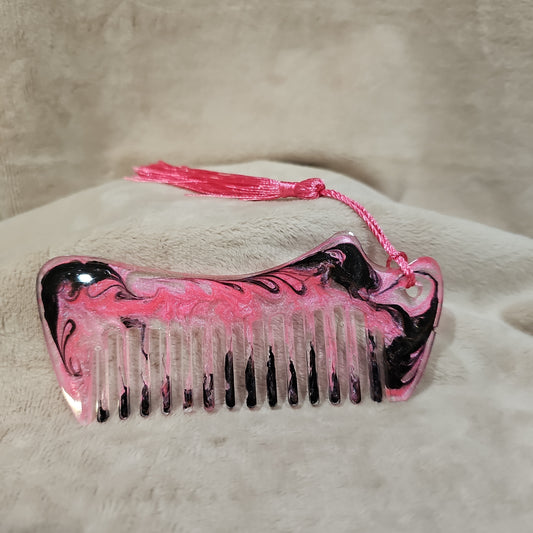 Hair Comb - Pink & Black