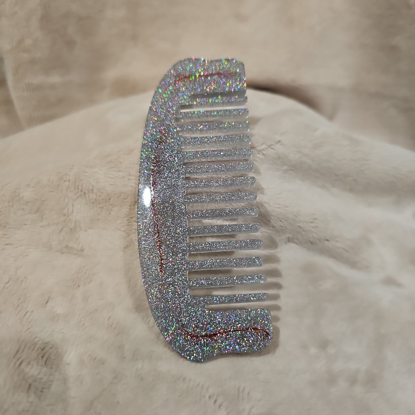 Hair Comb - Silver Sparkle & Orange