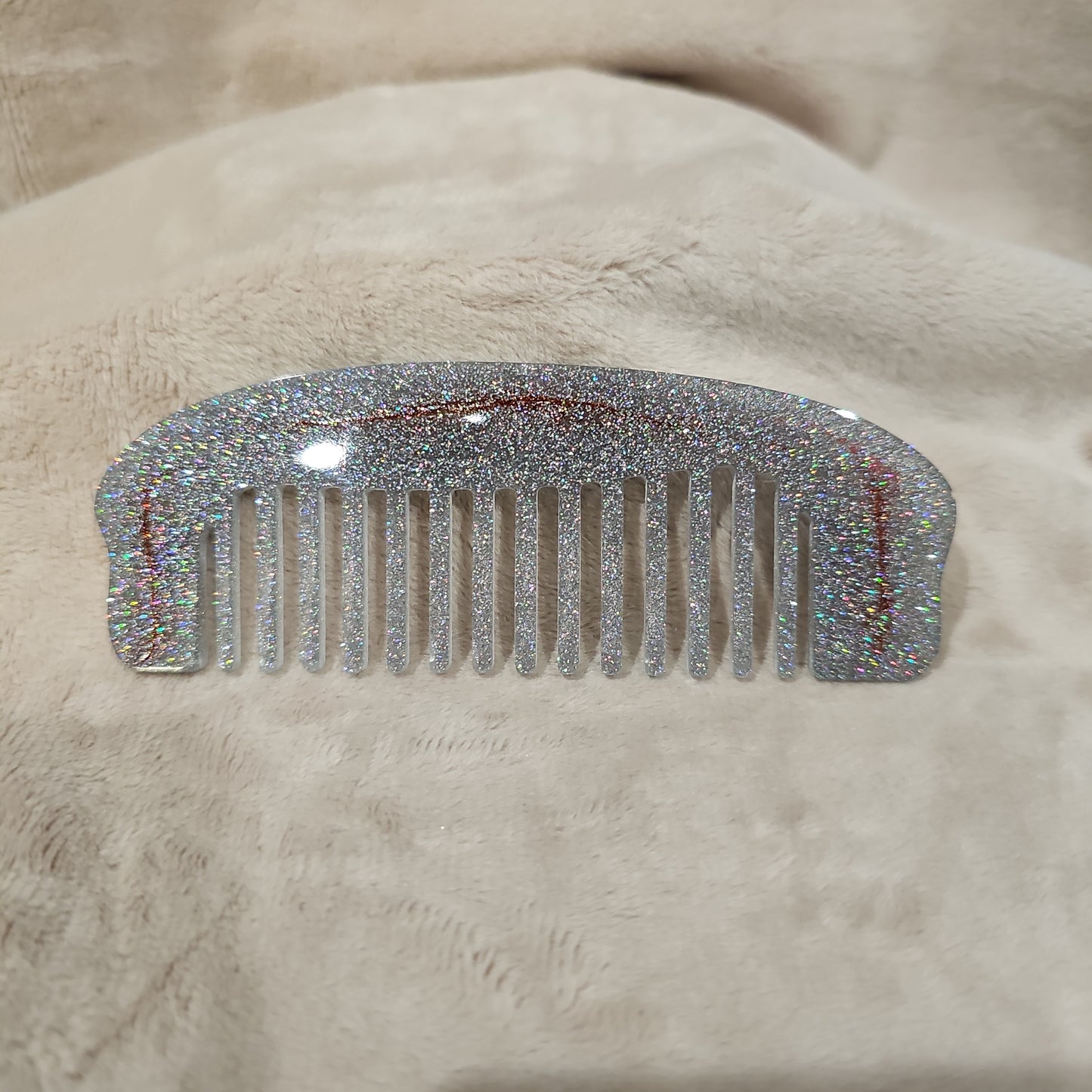 Hair Comb - Silver Sparkle & Orange