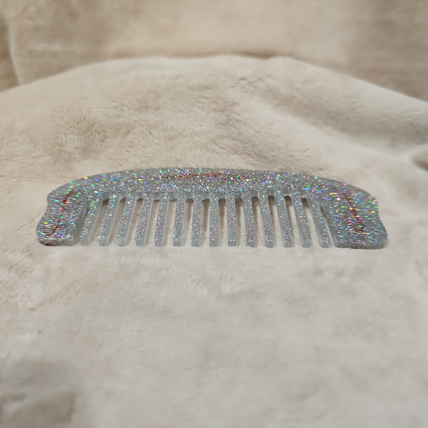 Hair Comb - Silver Sparkle & Orange