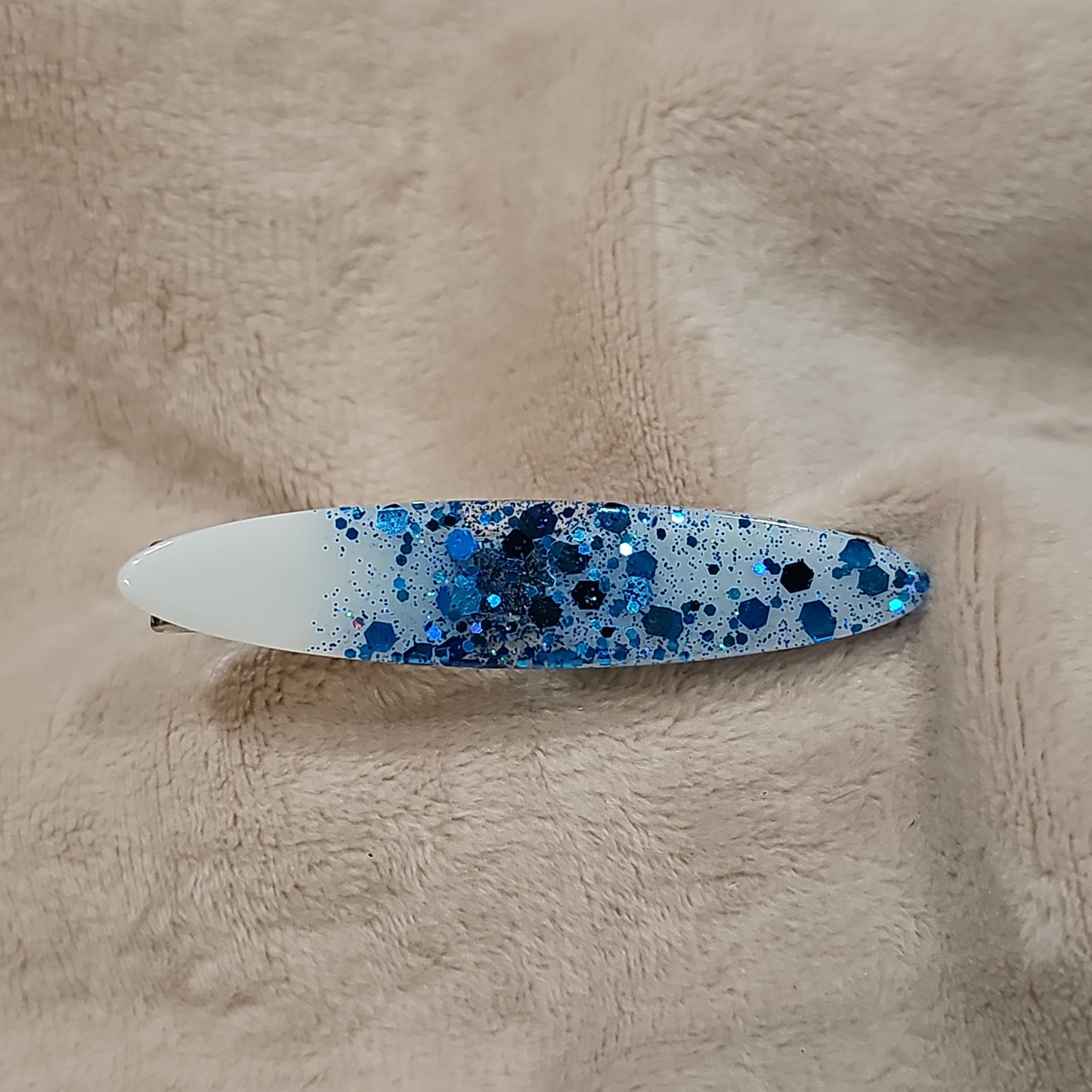 Hair Clip - White & Blue Sparkle