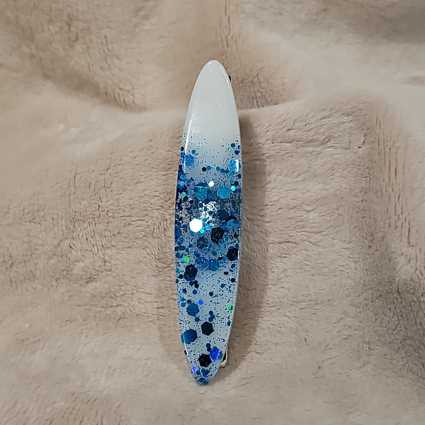 Hair Clip - White & Blue Sparkle