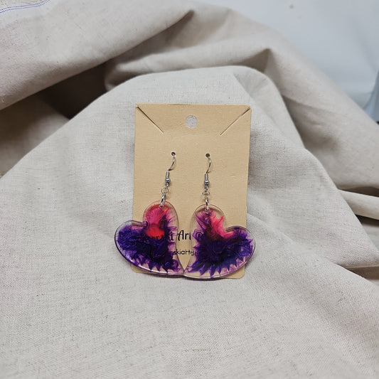 SALE - Heart Earrings-Purple/Pink