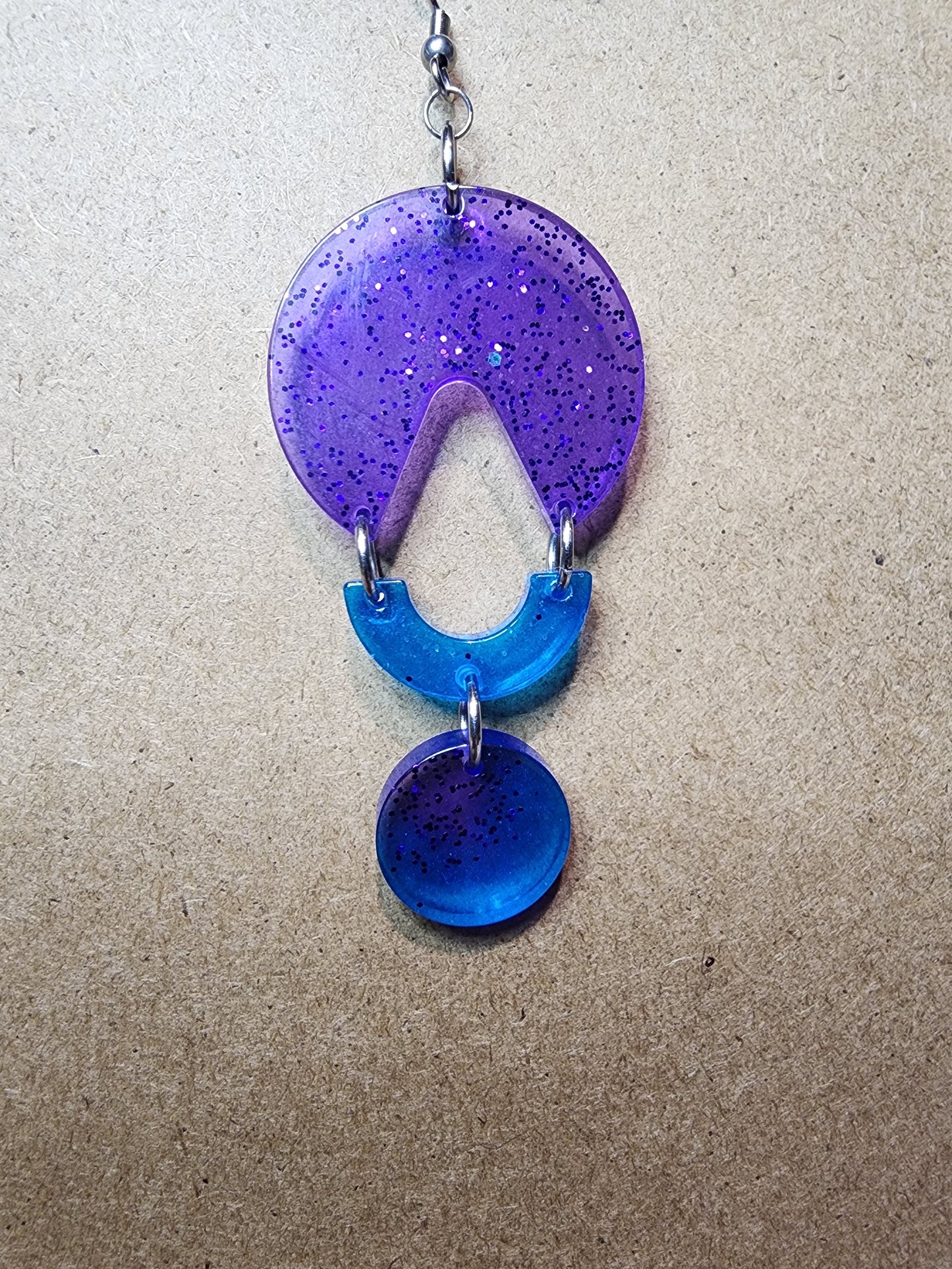 Hand-Poured Resin and Alcohol Ink Earrings - Purple/Blue