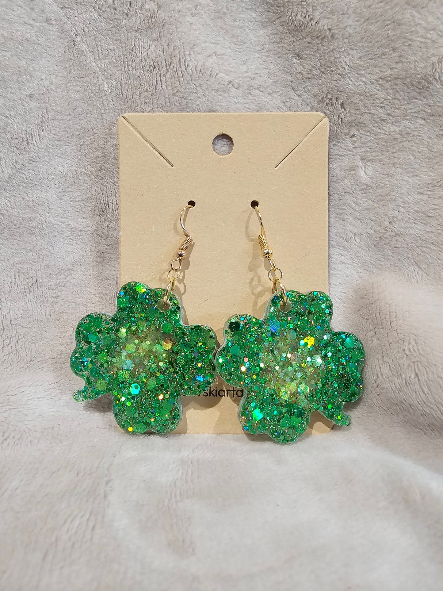 SALE - Clover Earrings-Green Glitter