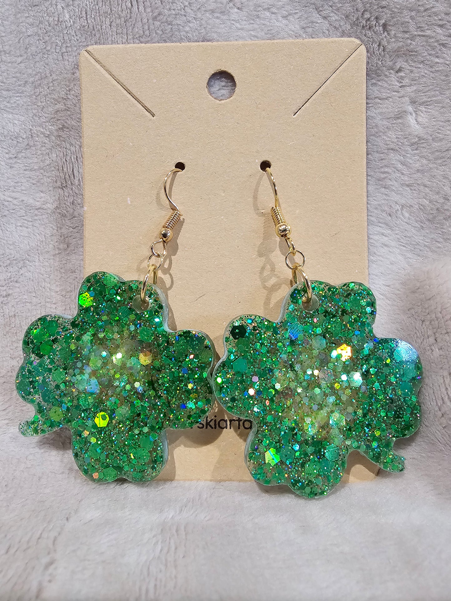 SALE - Clover Earrings-Green Glitter