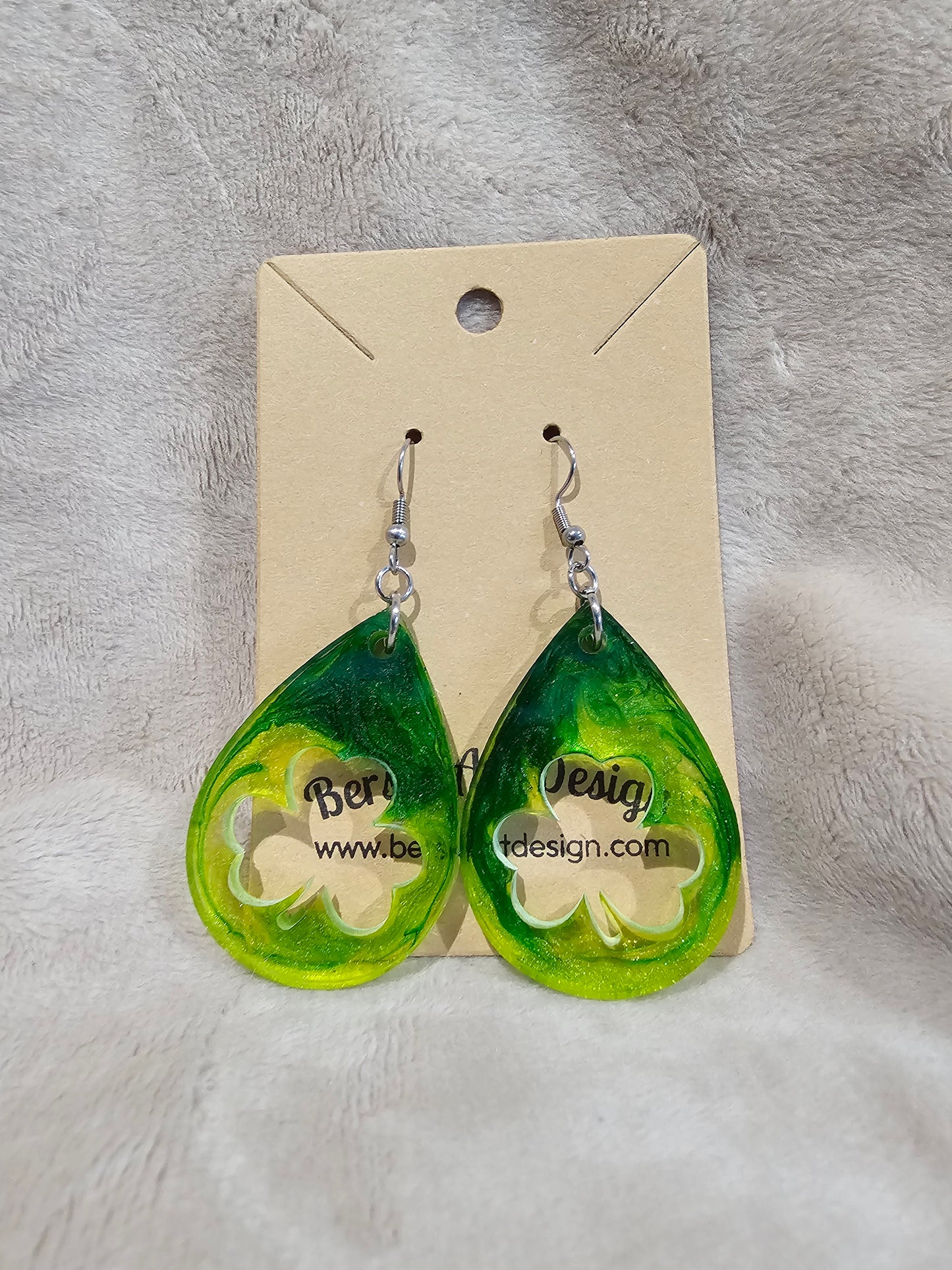 SALE - Clover Droplet Earrings-Light Green