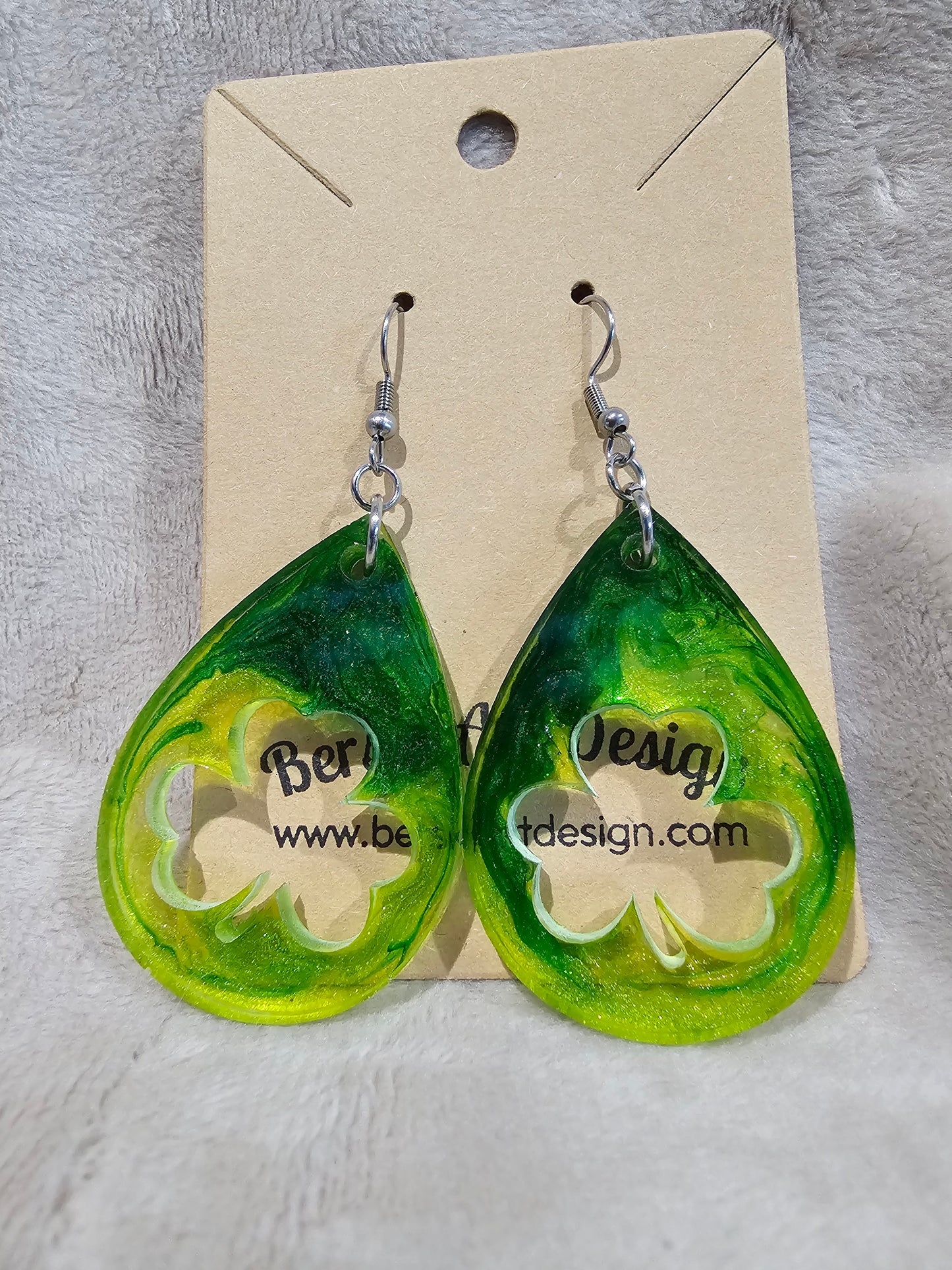 SALE - Clover Droplet Earrings-Light Green