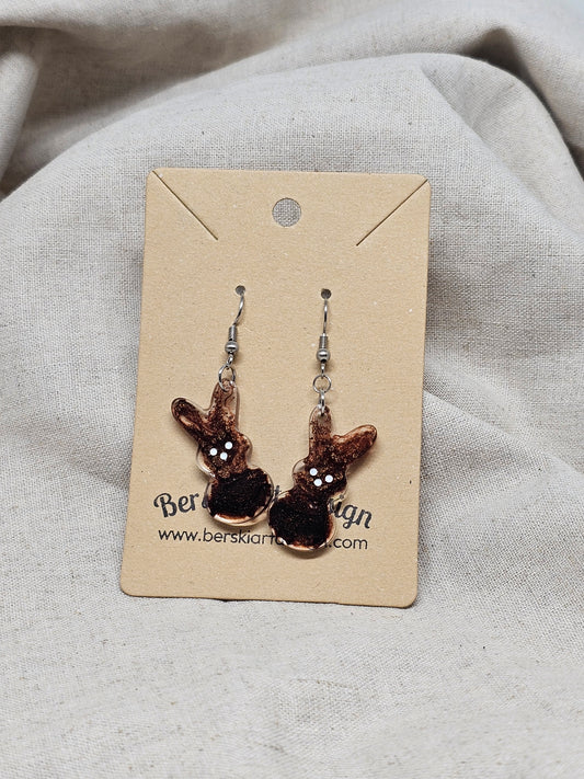 SALE - Small Bunny Earrings-Brown