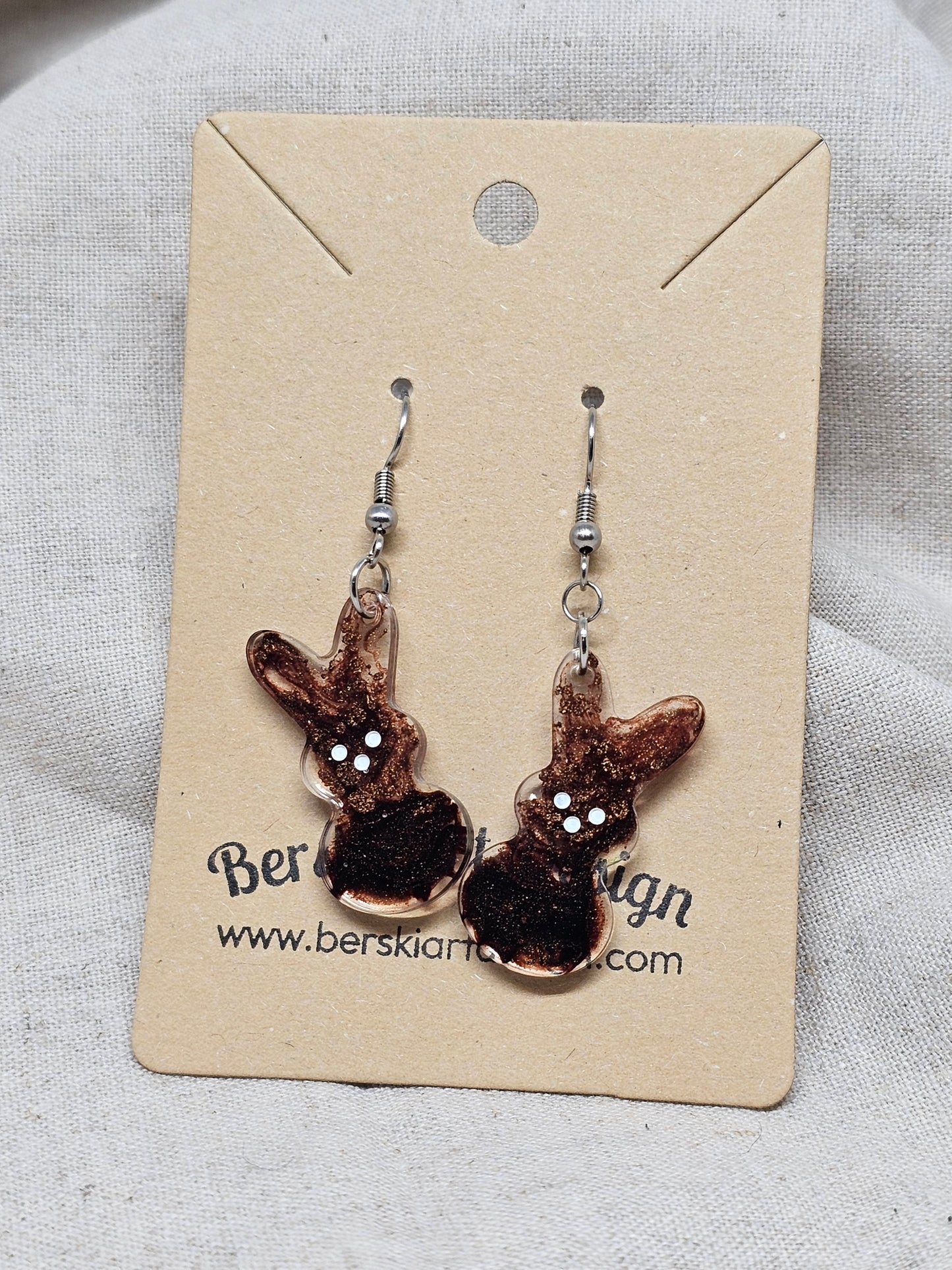 SALE - Small Bunny Earrings-Brown