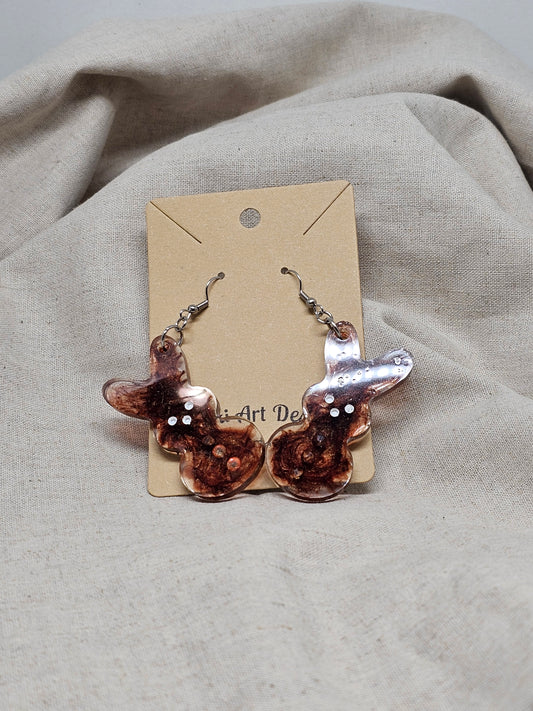 SALE - Large Bunny Earrings-Brown