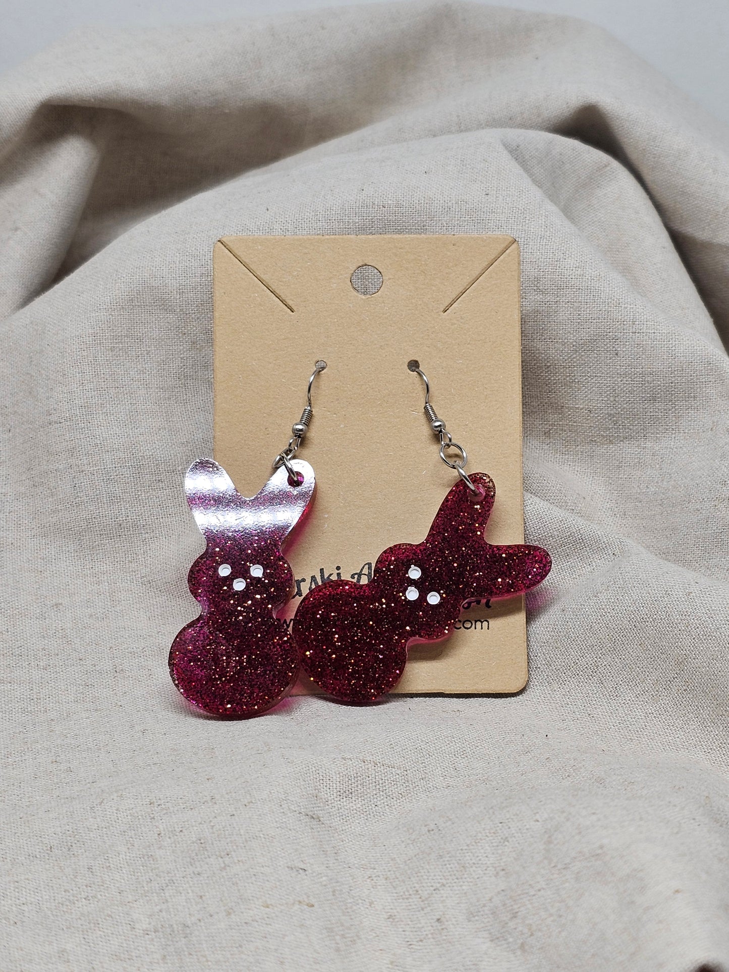 SALE - Large Bunny Earrings-Burgundy