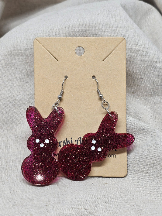 SALE - Large Bunny Earrings-Burgundy