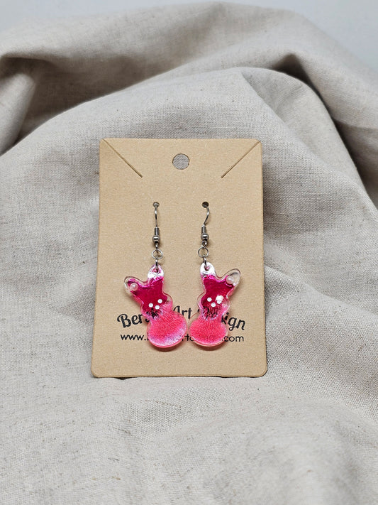 SALE - Small Bunny Earrings-Pink Sparkle