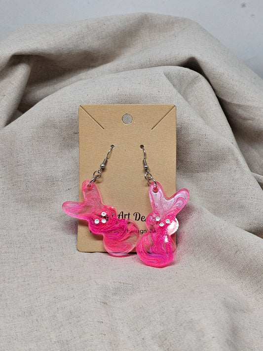 SALE - Large Bunny Earrings-Pink