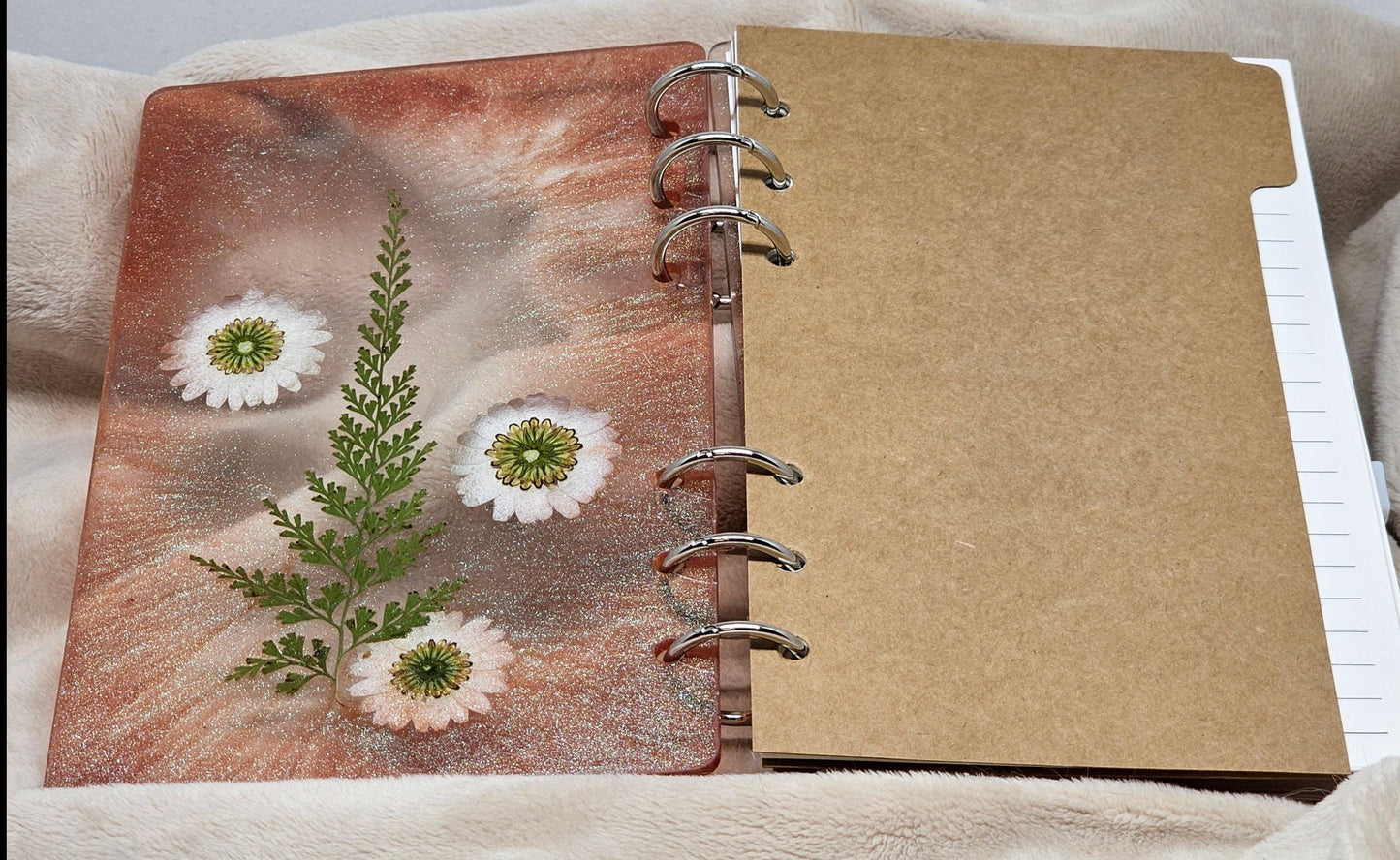 Notebook - Brown/White Flowers