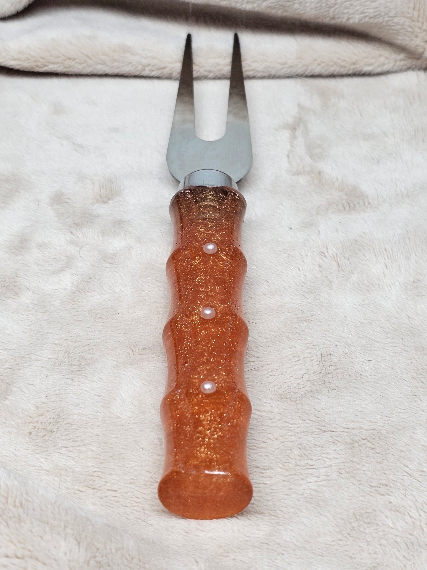 Cheese Fork - Copper/Pearls