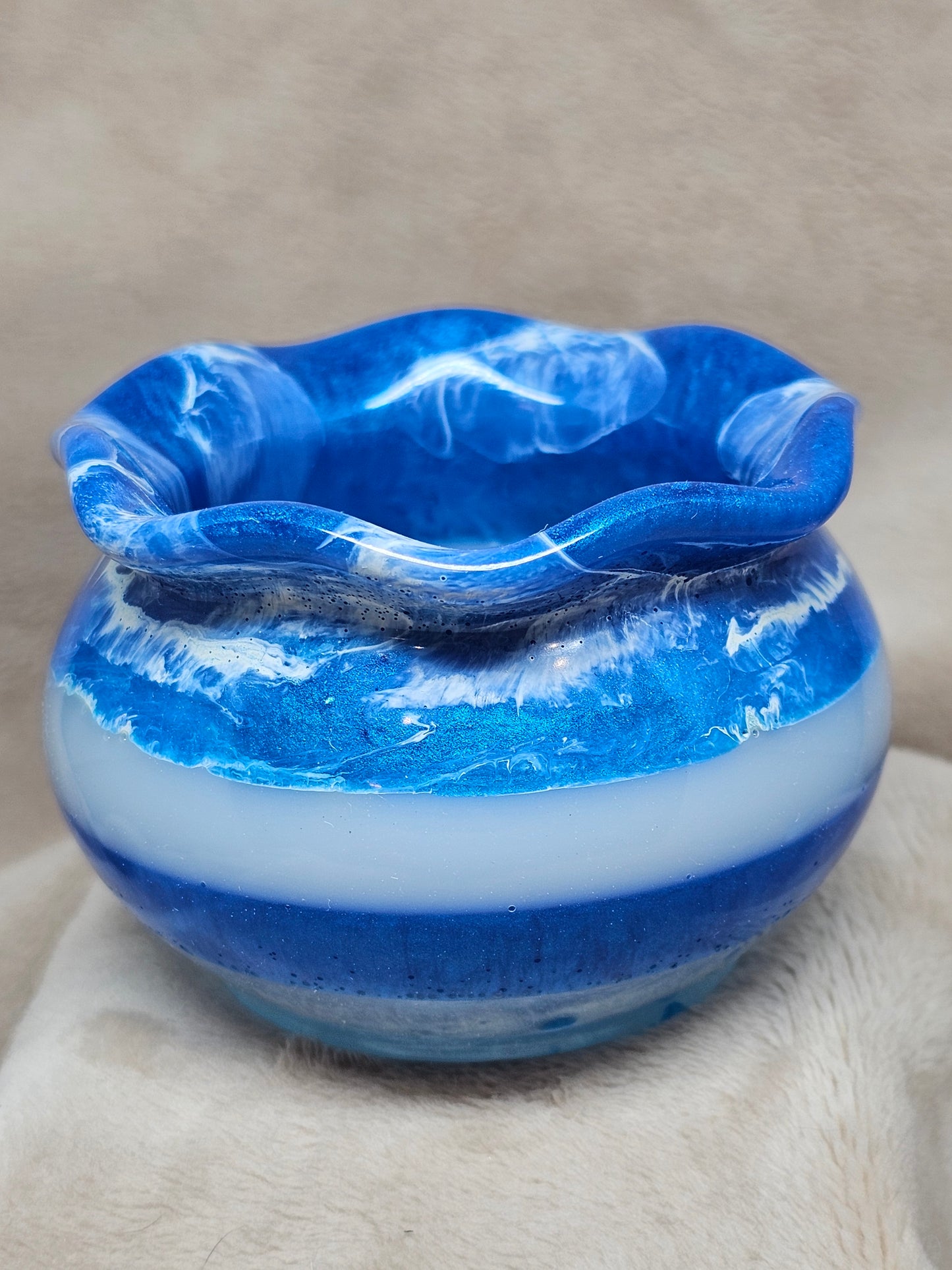 Votive/Planter - Blue & White