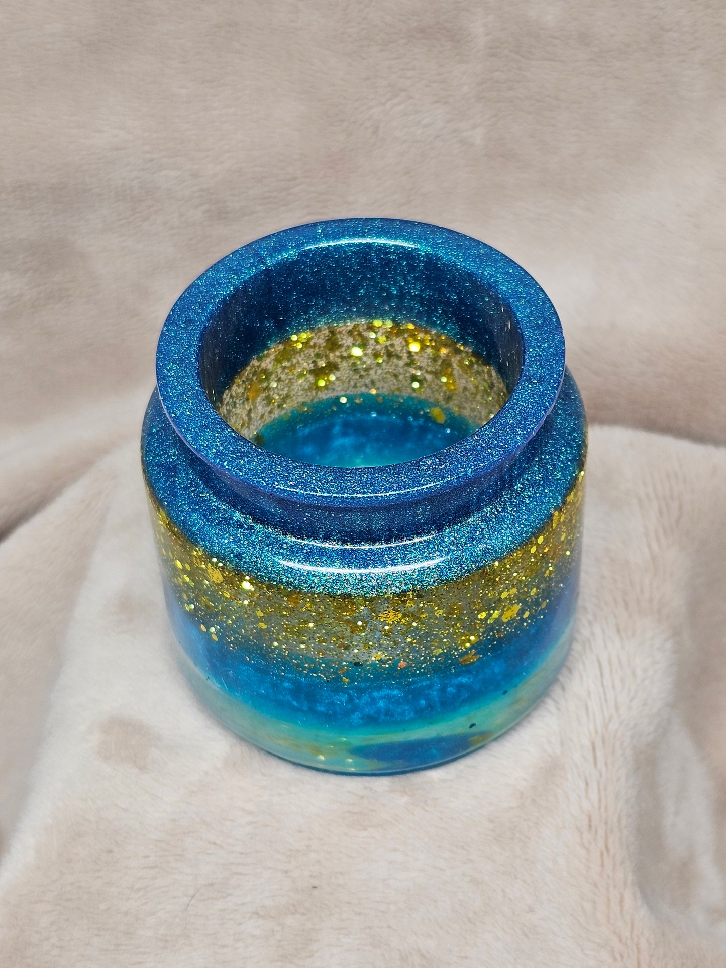 Votive/Planter - Blue & Gold