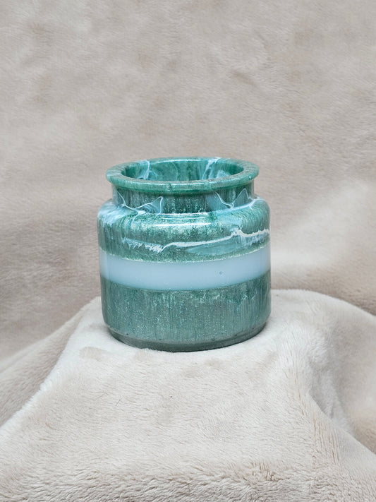 Votive/Planter - Teal & White