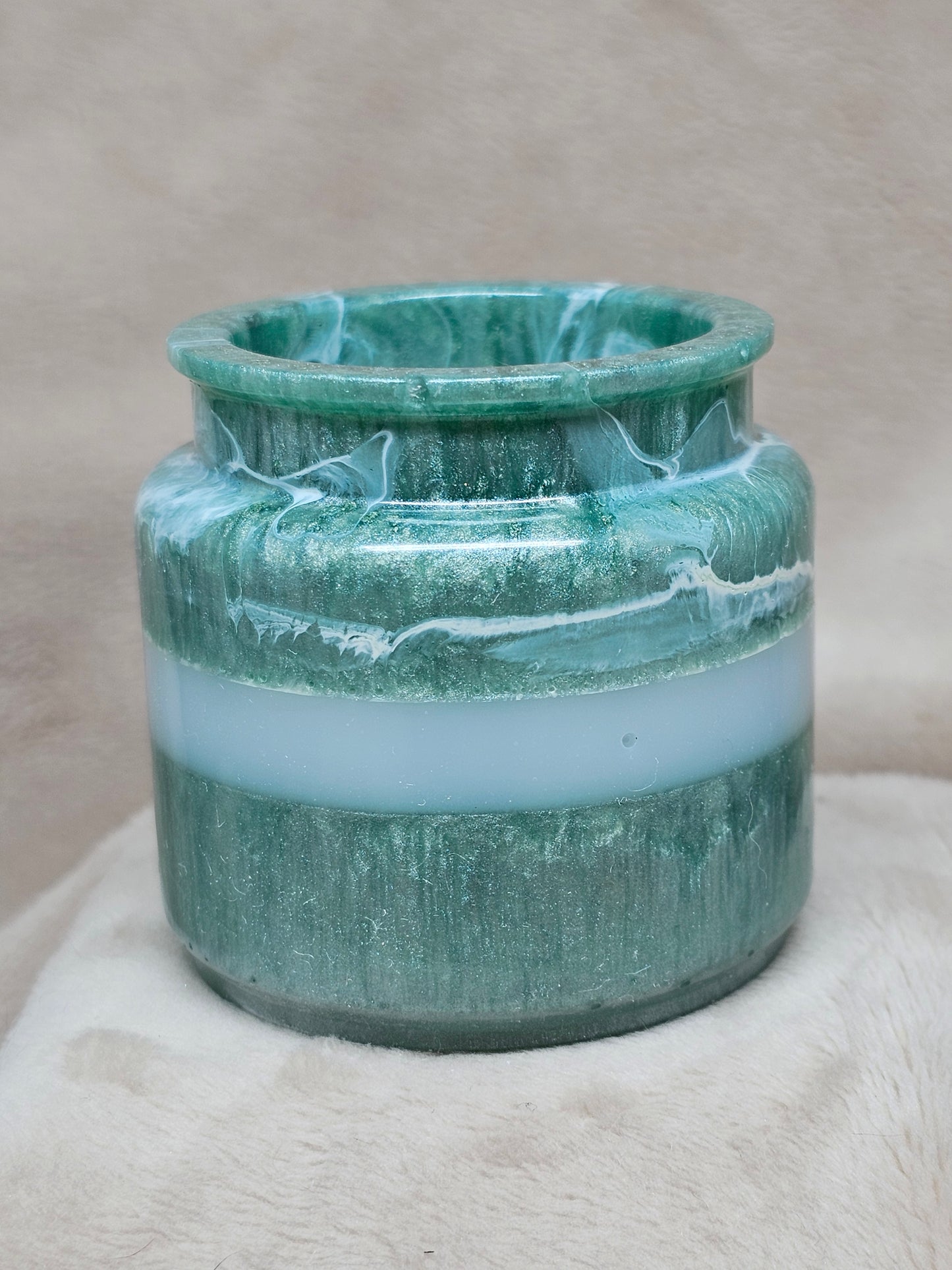 Votive/Planter - Teal & White