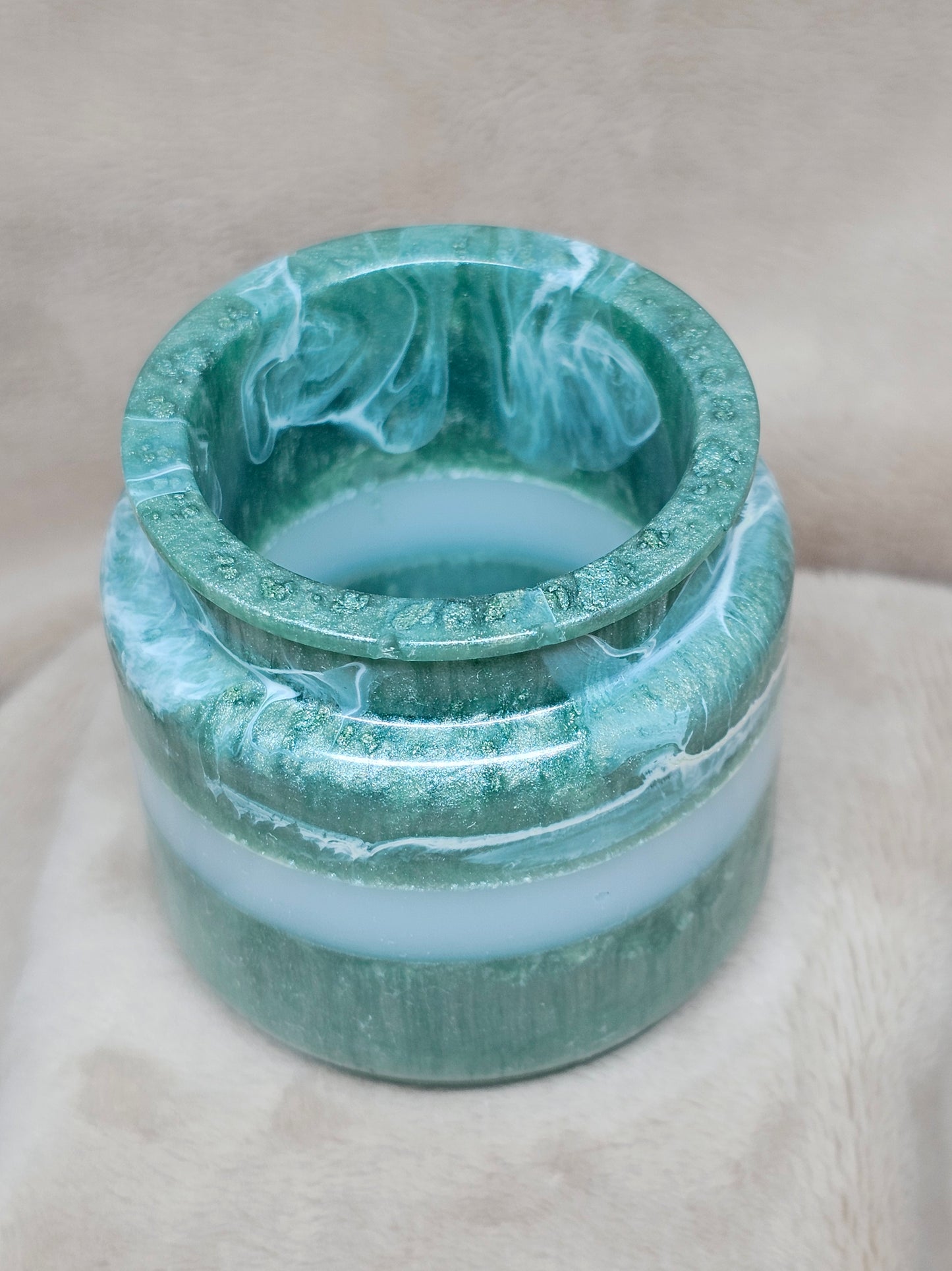 Votive/Planter - Teal & White