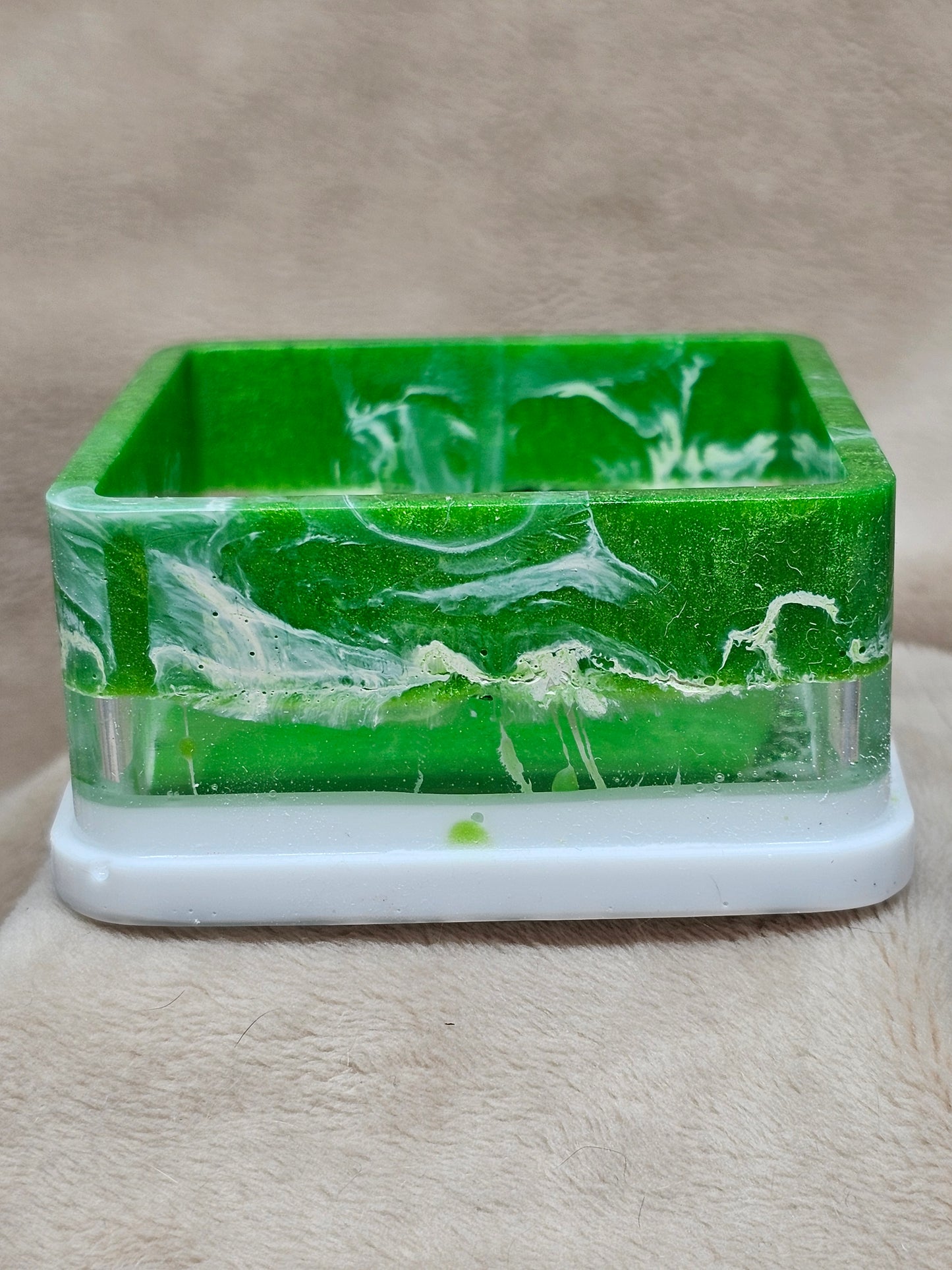 Votive/Planter - Green & White