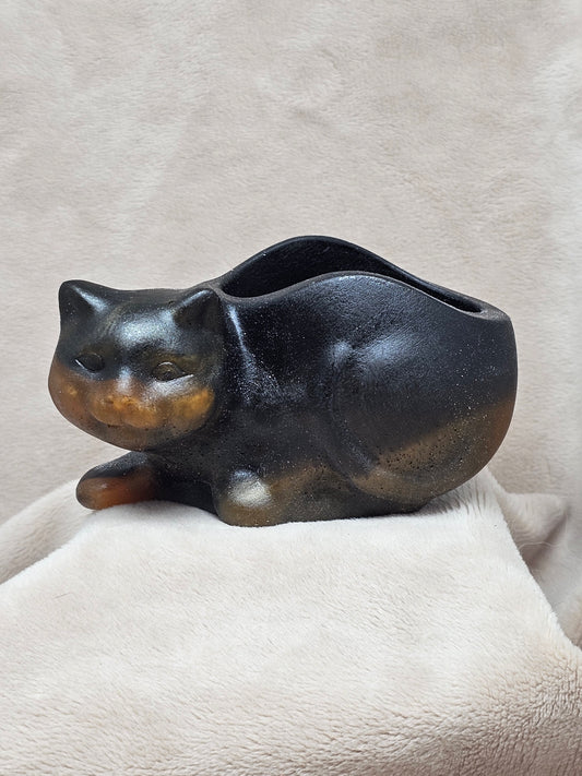 Votive/Planter - Cat (Black & Orange)