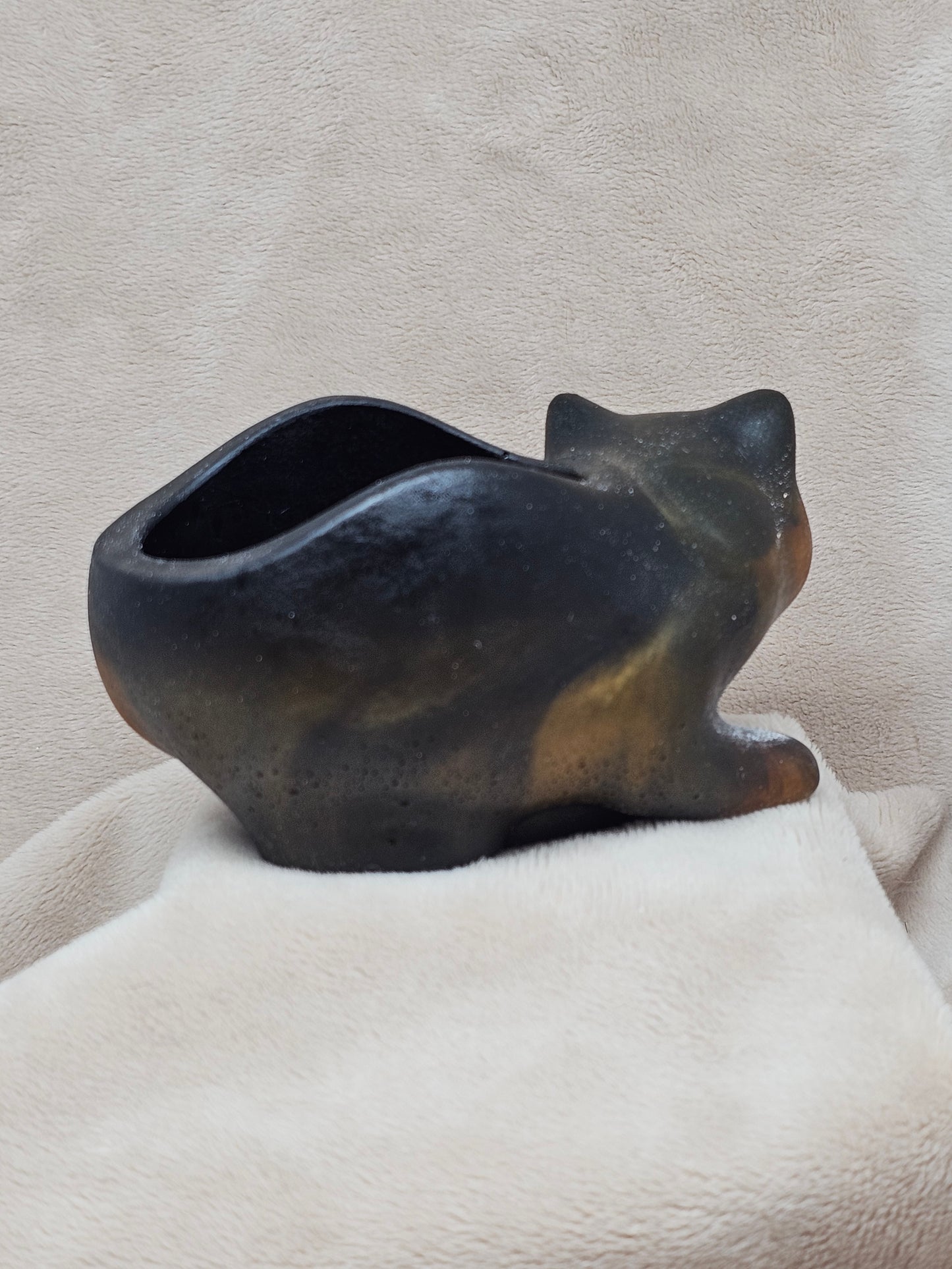 Votive/Planter - Cat (Black & Orange)