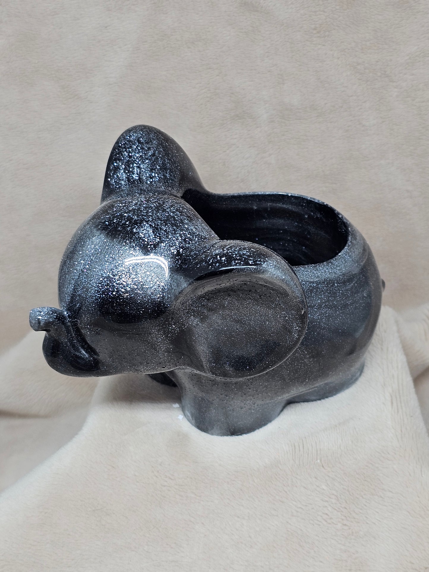 Votive/Planter - Elephant (Silver & Black)