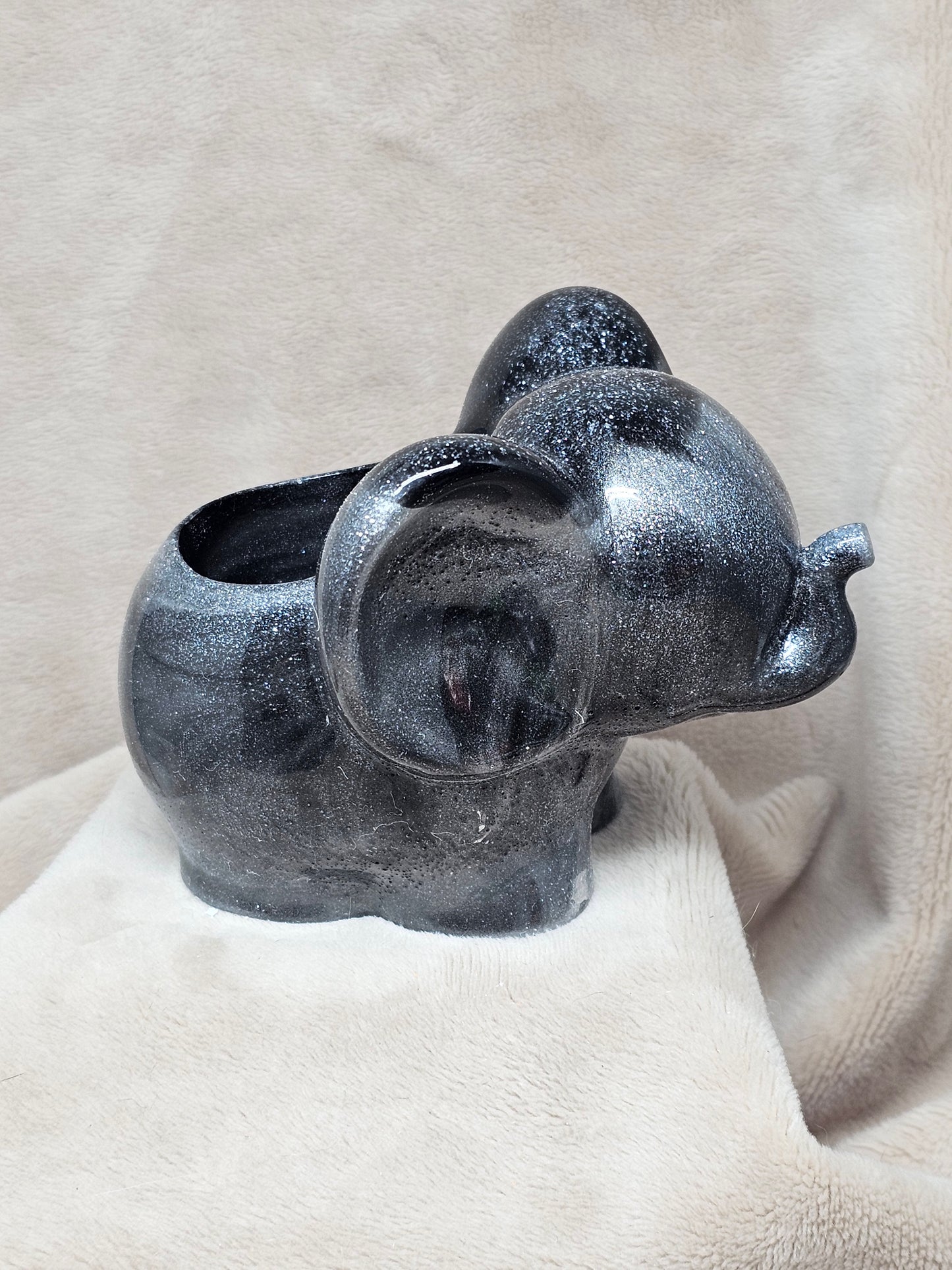 Votive/Planter - Elephant (Silver & Black)