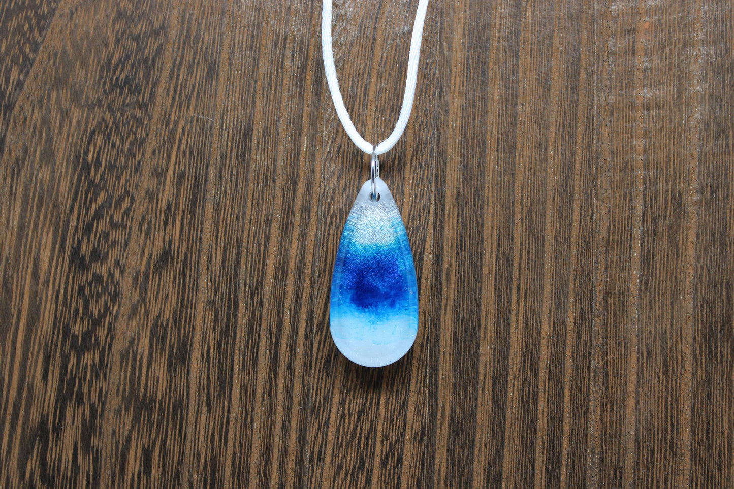 Hand-Poured Resin and Alcohol Ink Chunky Necklace - Droplet - Blue