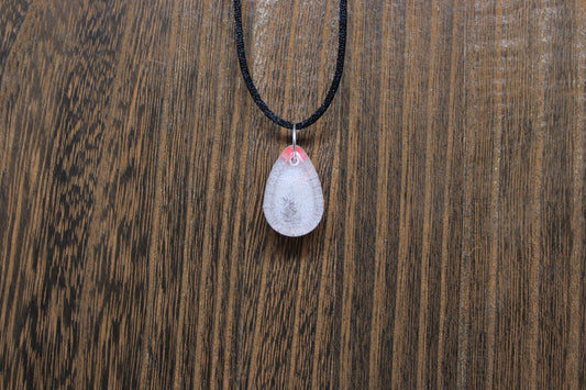 Hand-Poured Resin and Alcohol Ink Chunky Necklace - Droplet - Pink/Silver