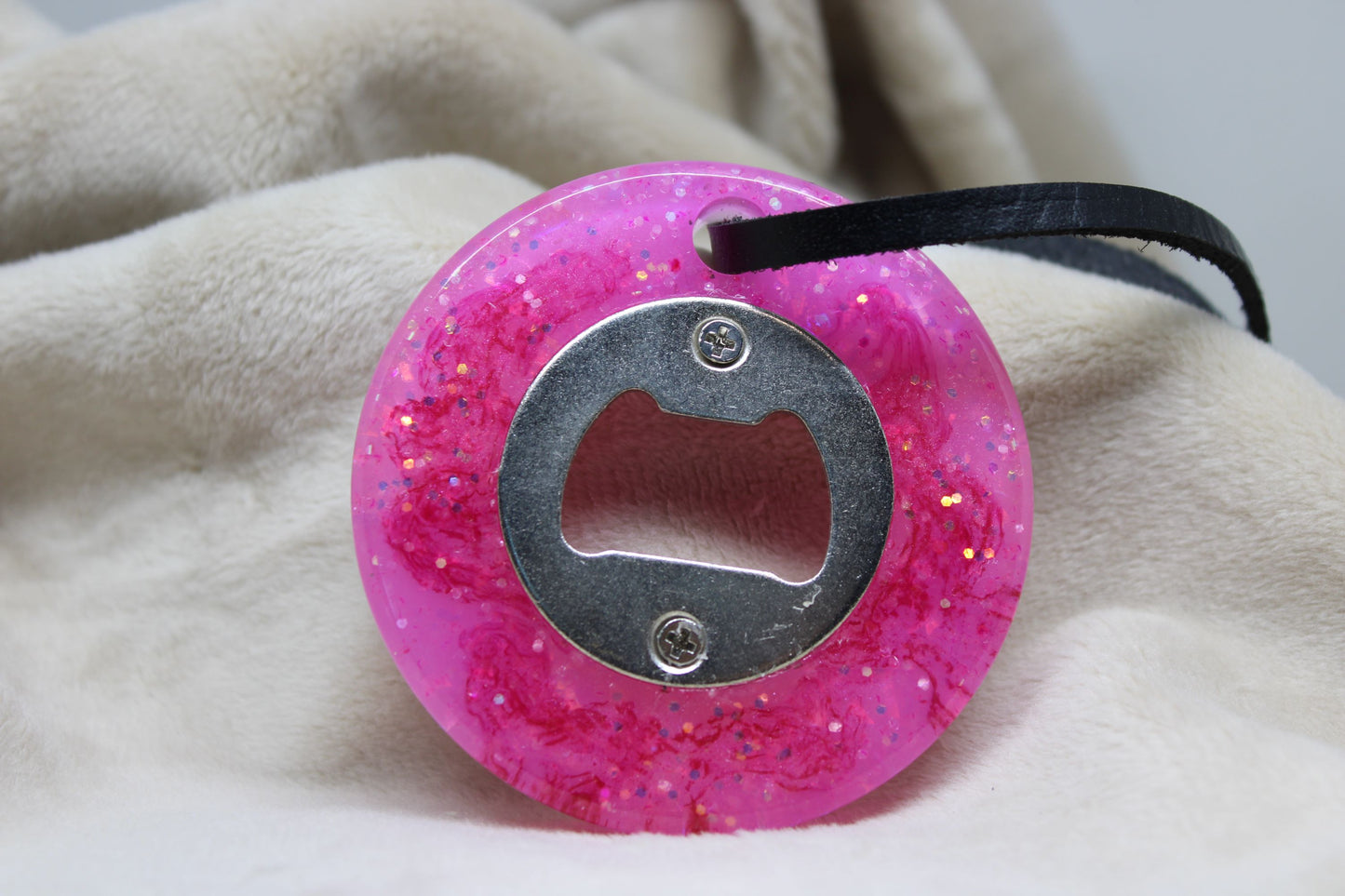 Bottle Opener - Pink/White