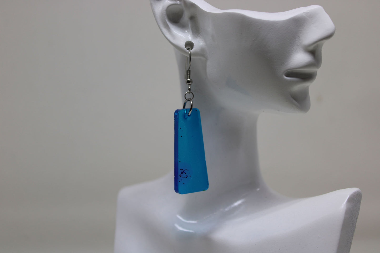 Hand-Poured Resin and Alcohol Ink Earrings - Blue