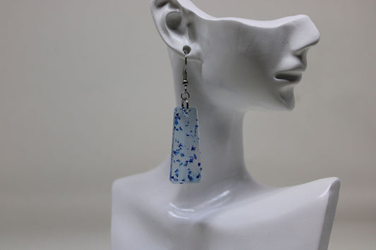 Hand-Poured Resin and Alcohol Ink Earrings - Blue Sparkle