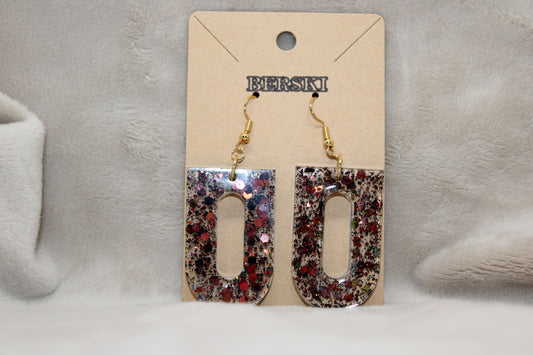 Hand-Poured Resin and Alcohol Ink Earrings - Brown Sparkle