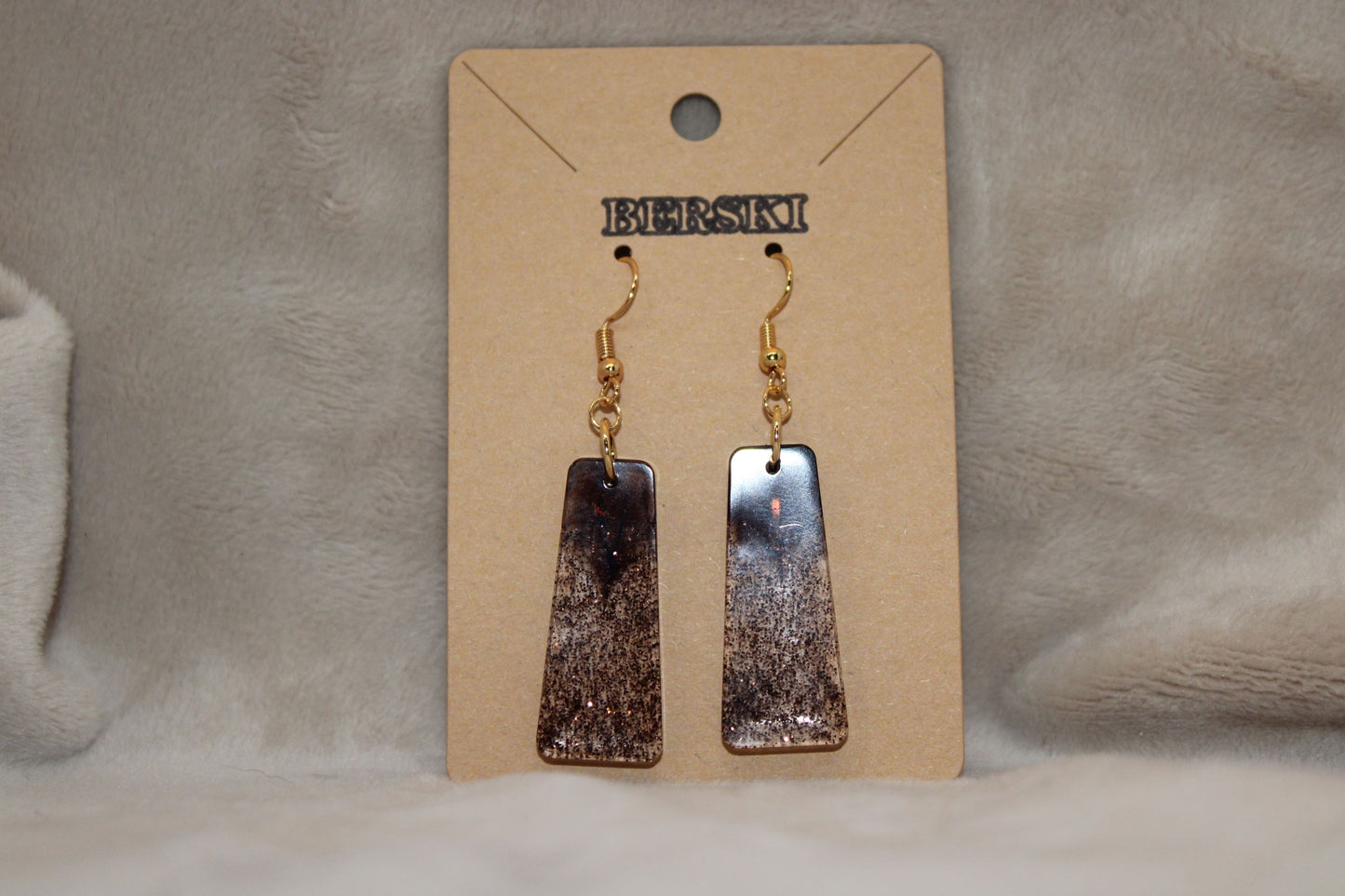 Hand-Poured Resin and Alcohol Ink Earrings - Brown