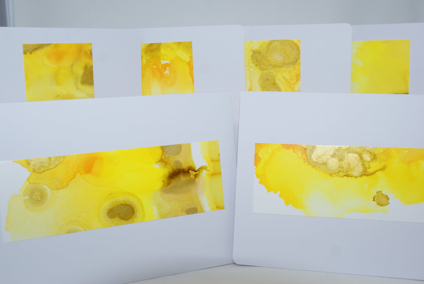 Handmade Alcohol Ink Notecards - Yellow (Set of 4)