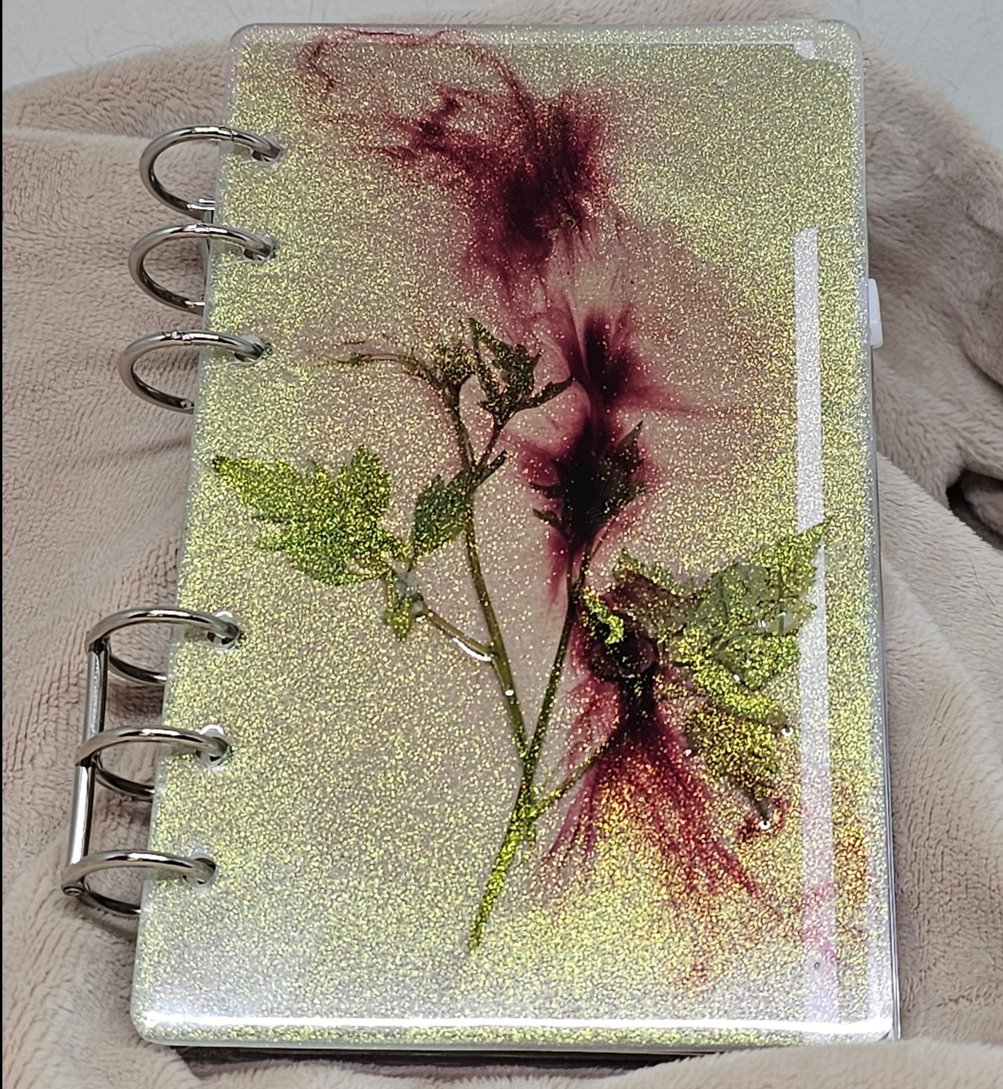 Notebook - Iridescent & Ruby/Green Leaf