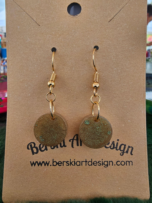 Hand-Poured Resin and Alcohol Ink Earrings - Round - Rose Gold